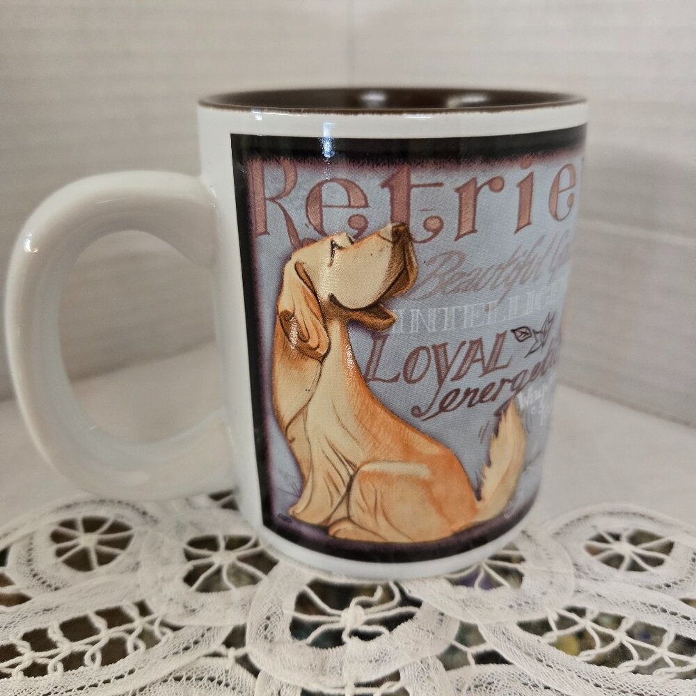 Full Wrap Golden Retriever Dog Mug with saying and colored inside